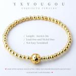 YXYOUGOU Pickleball Bracelet for Women Trendy 14K Gold Plated Adjustable 4mm Gold Beaded Bracelets Sports Gift Stocking Stuffers Christmas Gifts Pickleball Gifts for Team Players