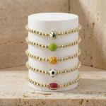 YXYOUGOU Pickleball Bracelet for Women Trendy 14K Gold Plated Adjustable 4mm Gold Beaded Bracelets Sports Gift Stocking Stuffers Christmas Gifts Pickleball Gifts for Team Players