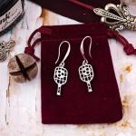 7Dots Art Pickleball Dangle Earrings, Stainless Steel with 925 Silver Plated Ear Wires