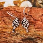 7Dots Art Pickleball Dangle Earrings, Stainless Steel with 925 Silver Plated Ear Wires