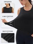 MAGCOMSEN Womens Black Tanks Crop Top Sleeveless Loose Fit Moisture Wicking Running Gym Shirt Athletic Yoga Pickleball M