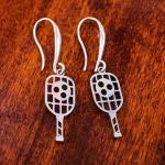 7Dots Art Pickleball Dangle Earrings, Stainless Steel with 925 Silver Plated Ear Wires