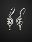 7Dots Art Pickleball Dangle Earrings, Stainless Steel with 925 Silver Plated Ear Wires