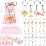 Serencatcher Pink Pickleball Party Favors Set - 24 Acrylic Keychains, 24 Thank You Cards, 24 Organza Bags & Jute Twine - Ideal for Pickleball Themed Party, Baby Shower, Birthday Gifts