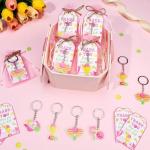 Serencatcher Pink Pickleball Party Favors Set - 24 Acrylic Keychains, 24 Thank You Cards, 24 Organza Bags & Jute Twine - Ideal for Pickleball Themed Party, Baby Shower, Birthday Gifts