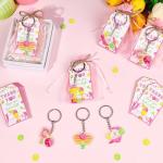 Serencatcher Pink Pickleball Party Favors Set - 24 Acrylic Keychains, 24 Thank You Cards, 24 Organza Bags & Jute Twine - Ideal for Pickleball Themed Party, Baby Shower, Birthday Gifts