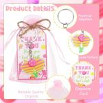 Serencatcher Pink Pickleball Party Favors Set - 24 Acrylic Keychains, 24 Thank You Cards, 24 Organza Bags & Jute Twine - Ideal for Pickleball Themed Party, Baby Shower, Birthday Gifts
