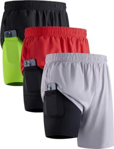 Liberty Pro 3 Pack: Men's 7" Running Shorts with Compression Liner Pockets, Athletic 2 in 1 Shorts for Workout Gym Quick Dry (Set 1, Medium)