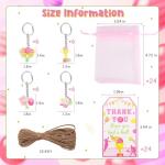 Serencatcher Pink Pickleball Party Favors Set - 24 Acrylic Keychains, 24 Thank You Cards, 24 Organza Bags & Jute Twine - Ideal for Pickleball Themed Party, Baby Shower, Birthday Gifts