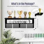 Personalized Medal Hanger Display Customized Custom Medal Holder Organizer For Wall Mount Customizable Sports Gifts for Dance Gymnastics Running Football Soccer Pickleball Baseball (With Trophy Shelf)