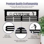 Personalized Medal Hanger Display Customized Custom Medal Holder Organizer For Wall Mount Customizable Sports Gifts for Dance Gymnastics Running Football Soccer Pickleball Baseball (With Trophy Shelf)
