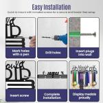 Personalized Medal Hanger Display Customized Custom Medal Holder Organizer For Wall Mount Customizable Sports Gifts for Dance Gymnastics Running Football Soccer Pickleball Baseball (With Trophy Shelf)