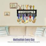 Personalized Medal Hanger Display Customized Custom Medal Holder Organizer For Wall Mount Customizable Sports Gifts for Dance Gymnastics Running Football Soccer Pickleball Baseball (With Trophy Shelf)