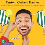 Big Dot of Happiness Custom Pickleball Face Cut Out Garland Banner, Personalized Sports Birthday or Retirement Party Decor, 30 Feet of Cord, 5 Photo Face Cutouts, 5 Pickleball Paddles