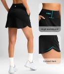 SANTINY 16" Skorts for Women with 4 Pockets High Waisted Stretchy Pickleball Casual Tennis Skirt Athletic Golf Skort(Black_XL)