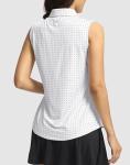 G Gradual Women's Golf Shirts Lightweight 1/4 Zip Collared Tank Top Sleeveless Polo Shirts for Tennis Pickleball Casual, Black Dot, L