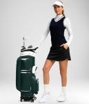 SANTINY 16" Skorts for Women with 4 Pockets High Waisted Stretchy Pickleball Casual Tennis Skirt Athletic Golf Skort(Black_XL)