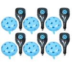 GALPADA Inflatable Pickleball Paddle round Ball Balloons Party Decorations Set for Outdoor Sports-themed Events, Blue Aluminum Foil Balloon Kit with 6 Paddles and 6 18-inch Balls