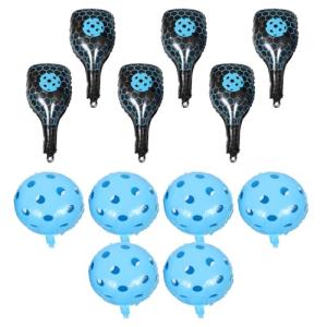 Artibetter Inflatable Pickleball Paddle Balloons and Sports Theme Party Balloons Set for Outdoor and Indoor Birthday Decorations with Blue Aluminum Foil Paddles