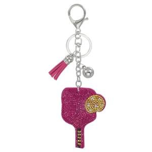 PATIKIL Rhinestone Keychain, Pickleball Key Chain Bling Keychain Accessories Crystal Key Chain Purse Charm for Keys Bags, Rose Red
