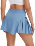 Side Pleated Tennis Skirt Skorts for Women with Pockets Built-in Shorts High Rise Golf Pickleball Skirt Lightweight Mini Athletic Skorts for Workout Blue S