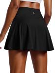 PINSPARK Womens Tennis Skirt Pleated Golf Skorts with Pockets Shorts High Waisted Athletic Skirts for Workout Pickleball Running Casual,Black M