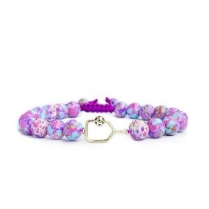 Pickleball Bracelet Gifts for Pickleball Lovers Women Men (Gold Purple)