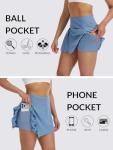 Side Pleated Tennis Skirt Skorts for Women with Pockets Built-in Shorts High Rise Golf Pickleball Skirt Lightweight Mini Athletic Skorts for Workout Blue S