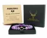 Pickleball Bracelet Gifts for Pickleball Lovers Women Men (Gold Purple)