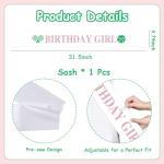 Serencatcher Pickleball Birthday Sash for Girl, Pink Green Pickleball Birthday Girl Sash Glitter Letter Satin with Gold Pin for Sport Theme Party Favors Accessories Decorations