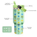 30 oz Tumbler with Handle Flip Straw Leak Proof - Pickleball Mug 30oz Tumbler Travel Coffee Mug with Handle - Birthday Gifts for Women Men Pickleball Lovers Players 30 Ounce Stainless Steel Cup