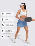 Side Pleated Tennis Skirt Skorts for Women with Pockets Built-in Shorts High Rise Golf Pickleball Skirt Lightweight Mini Athletic Skorts for Workout Blue S