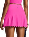 PINSPARK Women's Tennis Skirts High Waist Golf Skirt Built in Shorts Moisture Wicking Pickleball Skorts Soft Workout Skort, Neon Pink Small