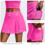 PINSPARK Women's Tennis Skirts High Waist Golf Skirt Built in Shorts Moisture Wicking Pickleball Skorts Soft Workout Skort, Neon Pink Small