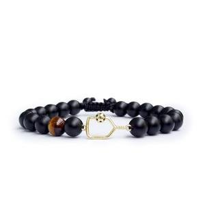 Pickleball Bracelet Gifts for Pickleball Lovers Women Men (Gold Black)