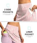 SANTINY 16" Skorts for Women with 4 Pockets High Waisted Stretchy Pickleball Casual Tennis Skirt Athletic Golf Skort(Pink Paisley_M)