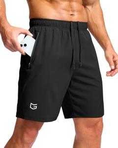 G Gradual Men's Athletic Running Shorts with Zipper Pockets Quick Dry 7"/ 5"/ 9" Workout Gym Shorts for Basketball Hiking(Black,7M)