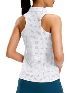 G Gradual Women's Golf Shirt Racerback Tank Zip Up Athletic Sleeveless Top Tennis Pickleball Cooling Polo Shirts Lightweight, Heather Black Dot, Small