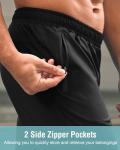 G Gradual Men's Athletic Running Shorts with Zipper Pockets Quick Dry 7"/ 5"/ 9" Workout Gym Shorts for Basketball Hiking(Black,7M)