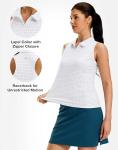 G Gradual Women's Golf Shirt Racerback Tank Zip Up Athletic Sleeveless Top Tennis Pickleball Cooling Polo Shirts Lightweight, Heather Black Dot, Small