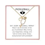 Personalized Soccer/Pickleball Gifts for Women Sport Lovers Teams, 18K Gold Plated Cubic Zirconia Sport Necklace Ball Pendant Accessories with Initial Letter (Pickleball-C)
