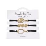 Maya J Bracelet Hair Ties Yellow Pickleball with Black Elastics, Set of 3