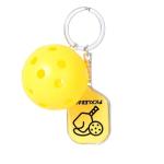 Qomamount Pickleball Keychain,Mini Paddle and Pickleball Design Pickle Ornament,Gifts for Pickleball Lovers(Yellow)