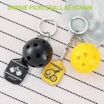 Qomamount Pickleball Keychain,Mini Paddle and Pickleball Design Pickle Ornament,Gifts for Pickleball Lovers(Yellow)