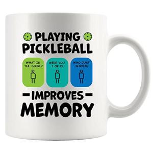 Playing Pickleball Improves Memory Pickleball Gifts Paddle Ball Player Gifts for Coach Dad Mom Uncle Aunt Boyfriend Girlfriend Novelty Drinkware Ceramic Mug 11 oz White