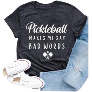 Cutesong Pickleball Shirt for Women Pickleball Player T-Shirt Funny Sports Lover Short Sleeve Grey