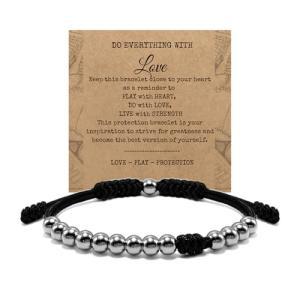 HARACRAFT Sport Bead Ranger Bracelet, 13 Beads Score Tracker for Golf, Swimming, Baseball, Pickleball, Jogging, Adjustable Stroke Counter, Stainless Steel Beads Unisex Gift (Black)