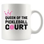 Panvola Queen of the Pickleball Court Pickleball Gifts for Women Ceramic Mug Gifts for Pickleball Lovers Coffee Cup 11 oz White Novelty Drinkware