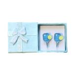Pickleball Earrings, Handcrafted Studs (LIGHT BLUE)