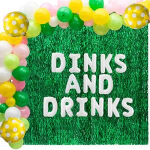 Dinks and Drinks Pickleball Party Decorations | Pickle Balloon Garland Kit + Foil Backdrops + Pickleball Balloons | Fun Pickleball Birthday Decorations (Dinks and Drinks)